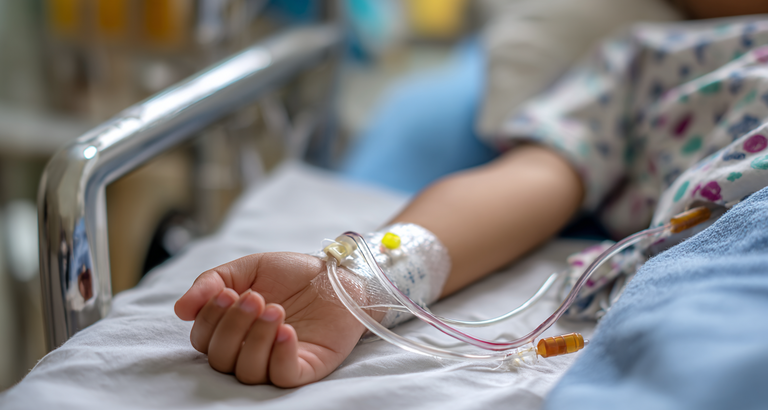 Billede af intravenøsbehandling af barn / billede er lavet med AI